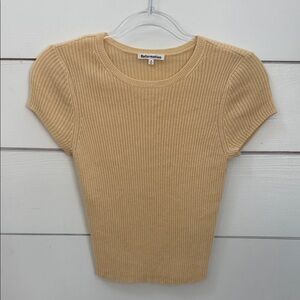 Reformation butter yellow Ribbed Short Sleeve Top